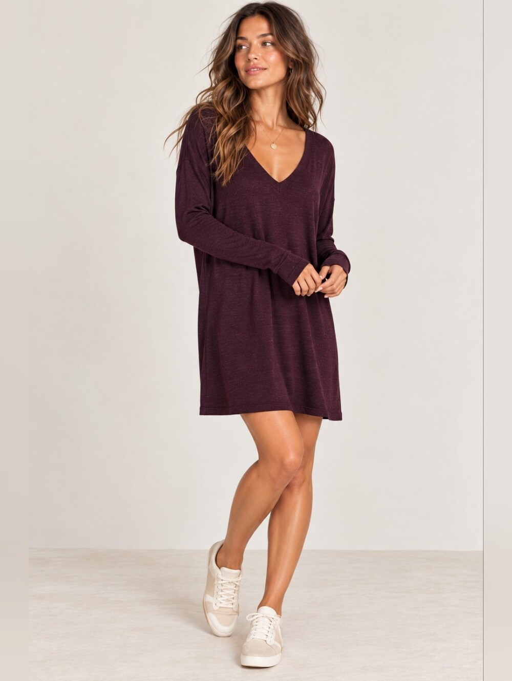 Aritzia Long Sleeve Dress in Rich Plum XS